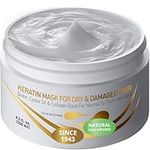 Vitamins Hair Mask Keratin Treatment - Biotin Castor and Coconut Oil Deep Conditioner for Thick Coarse Hair - Protein Repair Product for Coloured Dry Damaged Curly Wavy & Straight Hair