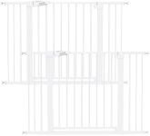Babelio Baby Gate, 29-48 Inch Auto Close Pet Gate, Easy Install Pressure-Mounted Safety Gate, Extra Wide Pet Gate for Stairs and Doorways, 2 Pack White