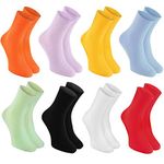 Rainbow Socks - 8 pairs of DIABETIC Elastic Cotton Socks for SWOLLEN FEET, Colorful Mix L