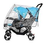 Universal Stroller Raincover Twins Strollers Double Tandem Baby Stroller Transparent PVC rain Cover for Pushchair Pram Buggy Rainproof Windproof Rain Cover with Canopy