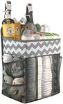 Hanging Nappy Caddy Organiser - Large Nursery Storage for Essential Newborn Baby Items - 2 Compartments, 3 Mesh Pockets - Durable Hooks to Hang on Bassinet, Changing Table, Crib - by Babywards