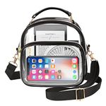 MoKo Clear Bag Stadium Approved for Women, Crossbody Bag Handle Shoulder Bag for Sports Events, Concerts, Festivals, Black