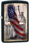 Zippo Custom Lighter: Bald Eagle and New York City - Black Matte 78717