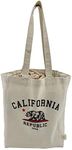 Ink Trendz® California Republic Grunge Bear 10oz. Vintage Natural Hemp Canvas Work, Beach, Shopping Bag Hemp Tote With Inner Zipper Pocket