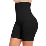 HSR Shapewear Shorts Tummy Control Shapewear Invisible Shaping Shorts High Waisted Body Shaper Shorts Under Dress (Fits Waist : 30 to 39 Inch) (Black, One Size)