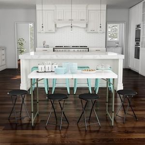 Folding Bar Stools - Set of 4 Heavy-Duty 18-Inch Stool - 225lb Capacity and Padded Seats for Dorm, Recreation or Game Room by Trademark Home (Black)