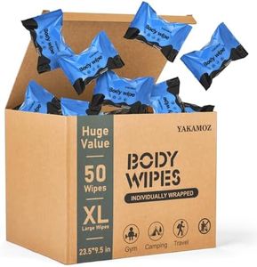 YAKAMOZ Large Body Wipes for Adults Bathing Waterless for Camping, Gym, Sport, Hiking, Travel, Daily Life, Refreshing Anytime Anywhere (Mint Chill, 50 COUNTS)