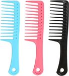 3Pcs Wide Tooth Comb Plastic Detangling Comb Heat Resistant Styling Comb Anti-static Shower Comb Smooth Wide Tooth Combs for Curly Hair, Long Hair, Wet Hair in all Types