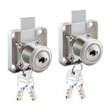 KiKiHong 2 Pack Drawer Lock, Furniture Lock, Cupboard Lock, Cylinder Cam Security Lock for Cupboard Drawer, with Keys-Zinc Alloy