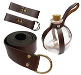 Tahonuss 5pcs Medieval Dress Up Kit Renaissance Knight Costume Decor Accessories Set Including Medieval Viking Belt Leather Belt Skirt Hikes Mug Strap Cork Potion Bottle (Dark Brown, Retro)