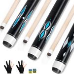 lotmusic Pool Stick,Pool Cues Set of 3,58'' 18-20 Oz 2-Piece Billiard Cue Sticks with Gloves Chalks, Canada Maple Pool Cue Stick for Billiard Room/Bars