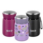 SHO Food Flask - Vacuum Insulated, Double Walled Stainless Steel Food Flask & Food Container - 10 Hours Hot & 20 Hours Cold - 530ml 800ml - BPA Free (Zebra Dusk, 530ml)