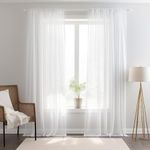 NAKIHOUSE Voile Curtain, 63 Drop Net Curtains Light Filtering Window Treatment Sheer & Drapes Slot Top White Sheer Curtains for Bedroom/Nursery Room 52" x 63", 2 Panels