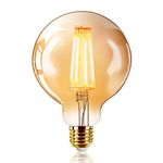 EXTRASTAR Vintage Edison LED Light Bulb, E27 Edison Screw 6W(48W Equivalent) G125 Large Globe LED Filament Bulbs, 600LM, 2200K Warm White, Old Fashioned Bulbs, Amber Glass, Non-dimmable