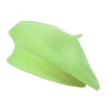 ZLYC Wool Beret Hat Classic Solid Color French Beret for Women (Lime Green)