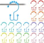 16 Pcs Colorful Shower Curtain Hooks Rust Proof Balanced Double Glide Shower Hooks Color 304 Stainless Steel Shower Rings for Shower Curtain Bathroom Supplies(Rainbow Color)