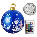 Fiorky Christmas Inflatable Baubles,Outdoor Decorations Balls, 60cm Christmas Tree Hanging Ornament PVC Glow Christmas Inflatable Ball with Light Waterproof Home Garden Party Props