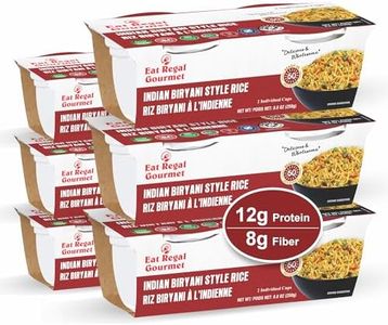 Eat Regal Indian Biryani Rice Cups, Authentic Spiced Blend, Always Fluffy, No Clump & No Kneading, Ready in 1 Minute, 12g Protein 8g Fiber, Gluten-Free Non-GMO, 8.8oz (2×125g), Pack of 6