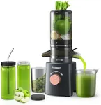 Cold Press Juicer with 8 Juice Bottles - Masticating Juicer Machines for Fruits and Veggies, 4.25" Large Feed Chute, Easy to Clean