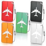 5 Pcs Luggage Tags, Luggage Labels for Suitcases with Steel Loop and Waterproof Name ID Card for Travel Bag, Checked Luggage, Suitcases, Laptop Bags, Backpacks (7.5 x 4.5 cm, 5 Colours)