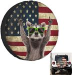 Cute Raccoon Spare Tire Cover Wheel Covers for RV Tires Camper American Flag Tire Cover Protectors for Trailer Rv SUV Truck Travel Trailer 15"