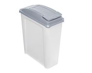 25L Slimline Bin Heavy-Duty Clear/Cool Grey Plastic Recycling Bin with Flap Lid Kitchen Garden Waste Rubbish Bins Dustbin for Kitchen, Bathroom, Bedroom, Storage of Animal Feed