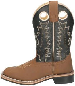 Smoky+Mountain+Youth+Blaze+Stitched+Design+Rubber+Sole+Square+Toe+Brown%2fBlack+Western+Cowboy+Boot