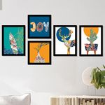 kotart Colorful Aesthetic Modern Wall Decor Framed Paintings with Frame for Office Living Room Bedroom Wall Decoration - Tapestry Wall Posters with Frame (11 inch x 14 inch, Yellow) Set of 5