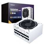 Vetroo 1000W White Power Supply ATX 3.0 Ready Dual PCIe 5.0, 80 Plus Gold Full Modular, Japanese 105°C Capacitors, Eco Mode with 120mm FDB Fan, Compact Size, 10 Year Warranty for Gaming PC