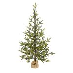 Nearly Natural 4ft. Fraser Fir Natural Look Artificial Christmas Tree with 100 Clear LED Lights, a Burlap Base and 403 Bendable Branches