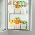 Clazkit fridge storage boxes multipurpose containers for storage Space-saving Refrigerator Side Door Organizer for fridge kitchen bathroom stationery toiletries- transparent set of 6