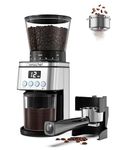 AMZCHEF Coffee Grinder Electric - Espresso Grinder with 30 Grind Settings for 1-12 Cups or up to 40 secs, Anti-Static Conical Burr Coffee Grinder with 300g Large Hopper, Digital Display