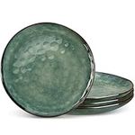 vancasso Dinner Plates, 10.5 Inch Scratch-Resistant Ceramic Plates, Microwave, Oven and Dishwasher Safe Plates Set of 4, Reactive Glaze and Vintage Green Look