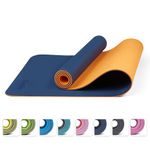 KEPLIN Yoga & Exercise Mat with Carry Strap, Large Non-Slip Comfortable Training & Workout Floor Mat for Home or Outdoor, Gym, Pilates, Gymnastics, HiiT, Stretching & Meditation (Orange & Blue)