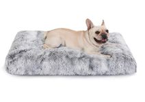 Bedfolks Waterproof Dog Crate Bed,Plush Dog Crate Pad with Removable Cover,Faux Fur Dog Bed for Large Dogs,Fluffy Washable Dog Kennel Bed 35"x23",Dark Grey