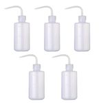 5 Pcs Squeeze Bottle, Squeeze Bottle with Nozzle, Squirty Bottles, Squeeze Bottles, Wash Bottle, Plastic Narrow Mouth Squeeze Bottle with Scale Funnel, for Gardening Lab Tattoo Supplies (250ml, White)