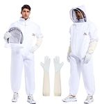 Bee Suit for Men Women Sting Proof, Polycotton Beekeeping Suit Beekeeper Costume&with Glove &Ventilated Hood, Bee Outfit for Backyard and beekeeping supplies (XXL)