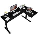 FLEXISPOT Pro Corner Desk Dual Motor L Shaped Computer Electric Standing Desk Sit Stand Up Desk Height Adjustable Desk Home Office Table with Splice Board, 63x40 Black(2 Pakages)