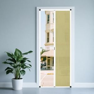 No-Drilling Interior Accordion Folding Door with Multifunctional Cellular Fabric Mesh,Retractable Screen Door with Aluminum Frame for Patio,Bedroom, Bathroom, RV