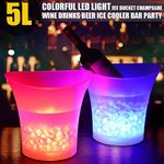 PeSandy LED Ice Bucket, 5L Lighted Champagne Ice Bucket with Multi Colors Changing for Party/Home/Bar, Waterproof Drink Containers for Chilling Champagne Retro Wine Beer Battery Powered (Flower)