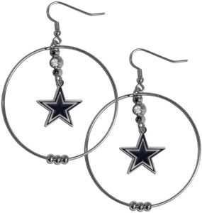 NFL Siskiyou Sports Womens Dallas Cowboys 2 Inch Hoop Earrings One Size Team Color