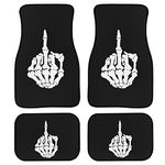 Biyejit Skeleton Shows Middle Finger Print Car Floor Mats Carpet for Sedan SUV Truck Universal-fit Front & Rear Seat Rug 4pc All Weather Liners Protection Heavy-Duty