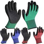 3 Pairs Colourful Gardening Work Gloves Superior Grip Coating Comfortable Breathable for Outdoor Garden DIY Construction Car Multipurpose