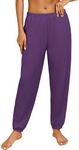 Ekouaer Womens Fuzzy Pajama Pants Soft Fleece Pj Pants Warm Comfy Lounge Pants Sleepwear Bottoms Joggers with Pockets Bright Purple XXL