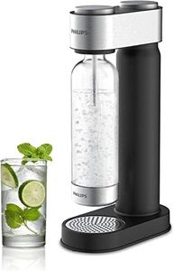 Philips Stainless Sparkling Water Maker Soda Maker Machine for Home Carbonating with BPA free PET 1L Carbonating Bottle, Compatible with Any Screw-in 60L CO2 Exchange Carbonator(NOT Included), Black