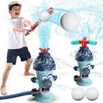 LUSTERMOON 2 in 1 Water Sprinkler Baseball Toy Set, Garden Spinning Water Spray Toy, Summer Outdoor Sprinkler Toy, T Ball Game, Lawn Backyard Game for Children (Hydrants)