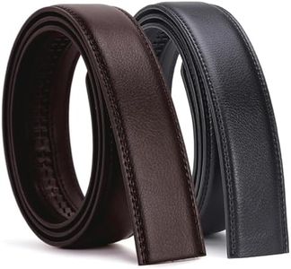 Bleiou 2 Pack Genuine Leather Belt 35''-43''Replacement Leather Belt No Holes Only 1 3/8" Width (Black & Brown)