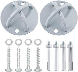 SUNMALL 2pcs Battle Rope Anchor Wall Mount for Suspension Straps, Yoga Swing Ceiling Mount Brackets for Gymnastic Rings,Olympic Rings,Hammock,Resistance Band, X-Mount Ceiling Hooks for Yoga Trapeze