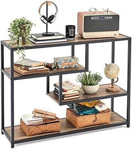 LINSY HOME Console Table, 4-Tier Sofa Tables for Entryway, Narrow Tables with Open Storage Shelves, 39.3” Console Tables for Entryway, Hallway, Sofa, Couch, Living Room, Bar, Kitchen, Brown Oak