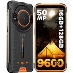 Ulefone Rugged Smartphone, Power Armor 16S 9600mAh Battery, 16GB+128GB Rugged Phone, 50MP Rear Camera, Android 13 5.93" Screen, 3.5W Loud Speaker, Built-in Glare Flashlight, NFC Dual SIM 4G-Orange